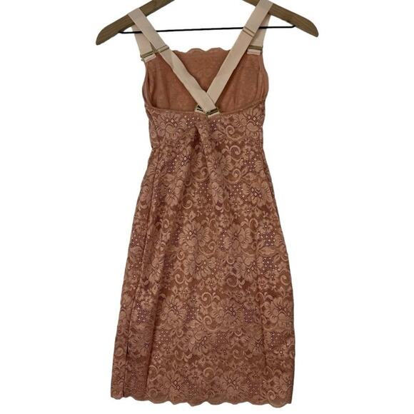 We Are HAH Size XS Tight Squeeze Bodycon Mini Dress Copper Rose Lace Lined NEW - Picture 6 of 16
